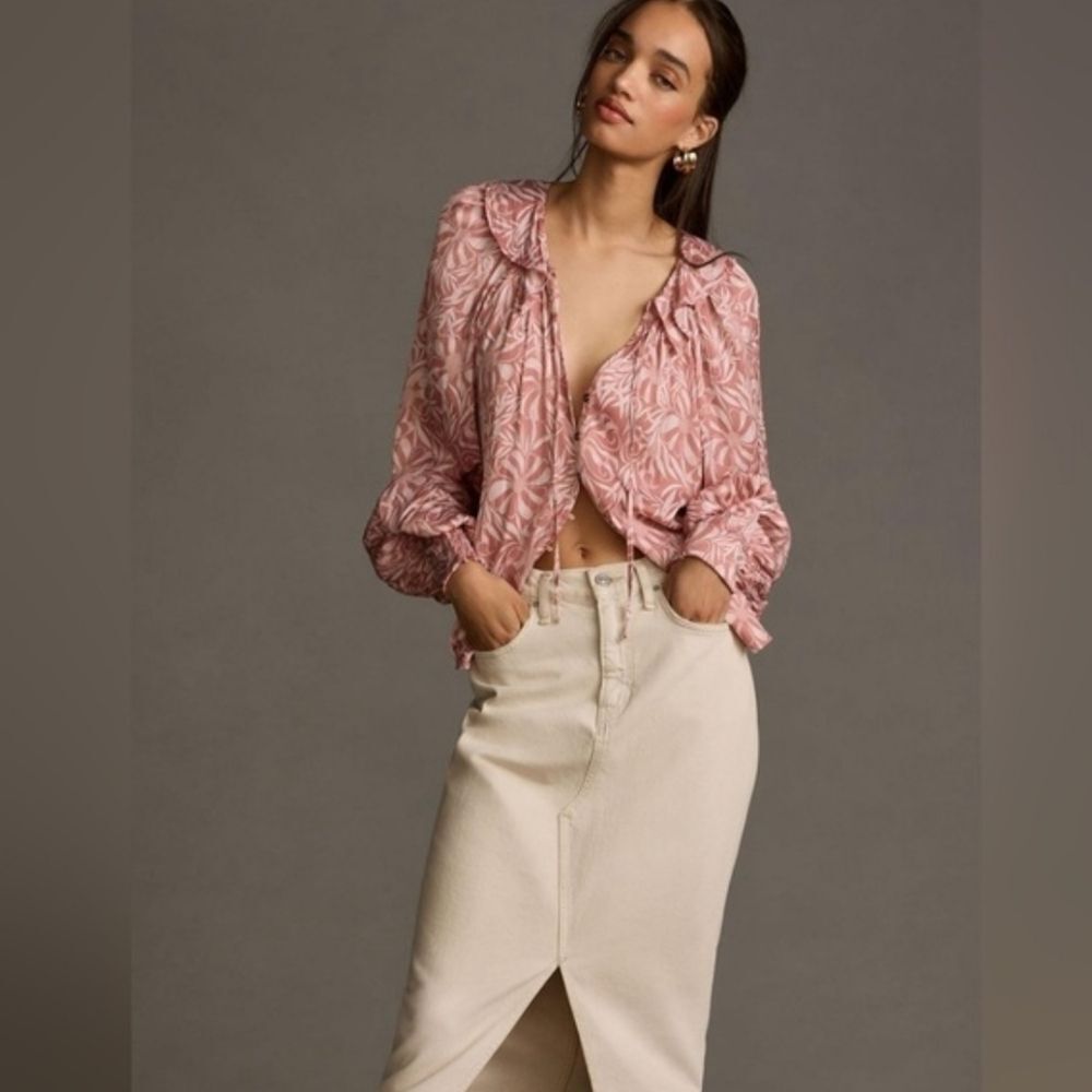 Anthropologie x Florence Balducci Floral Ruffle Blouse Size XXS - NWT
